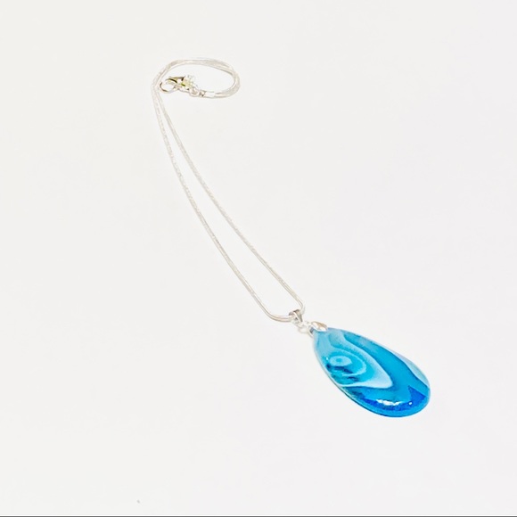 THERAPEUTIC Blue ONYX STONE NECKLACE With Soothing Ocean Waves & Healing Energy - Picture 3 of 11